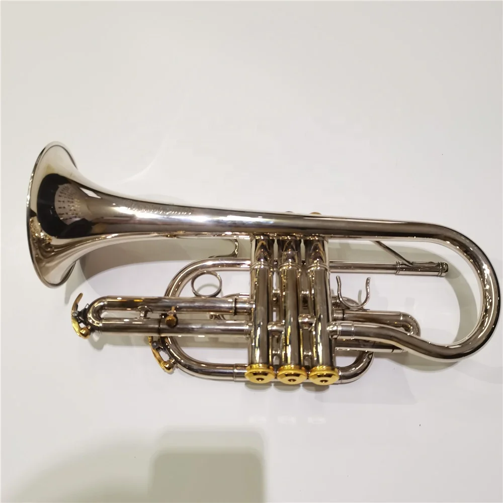 Bb key silver plated professional cornet brass instruments