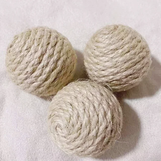 1/5/10PCS Cats Sounding Ball Interactive Handmade Sisal Cat Scratching Ball Make Sounds Cat Toy Home Kitten Ball Toys 5