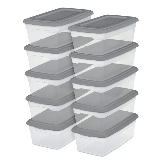 storage box organizer 17 Quart Snap Top Clear Plastic Storage Box, Gray,  Set of 8 - AliExpress