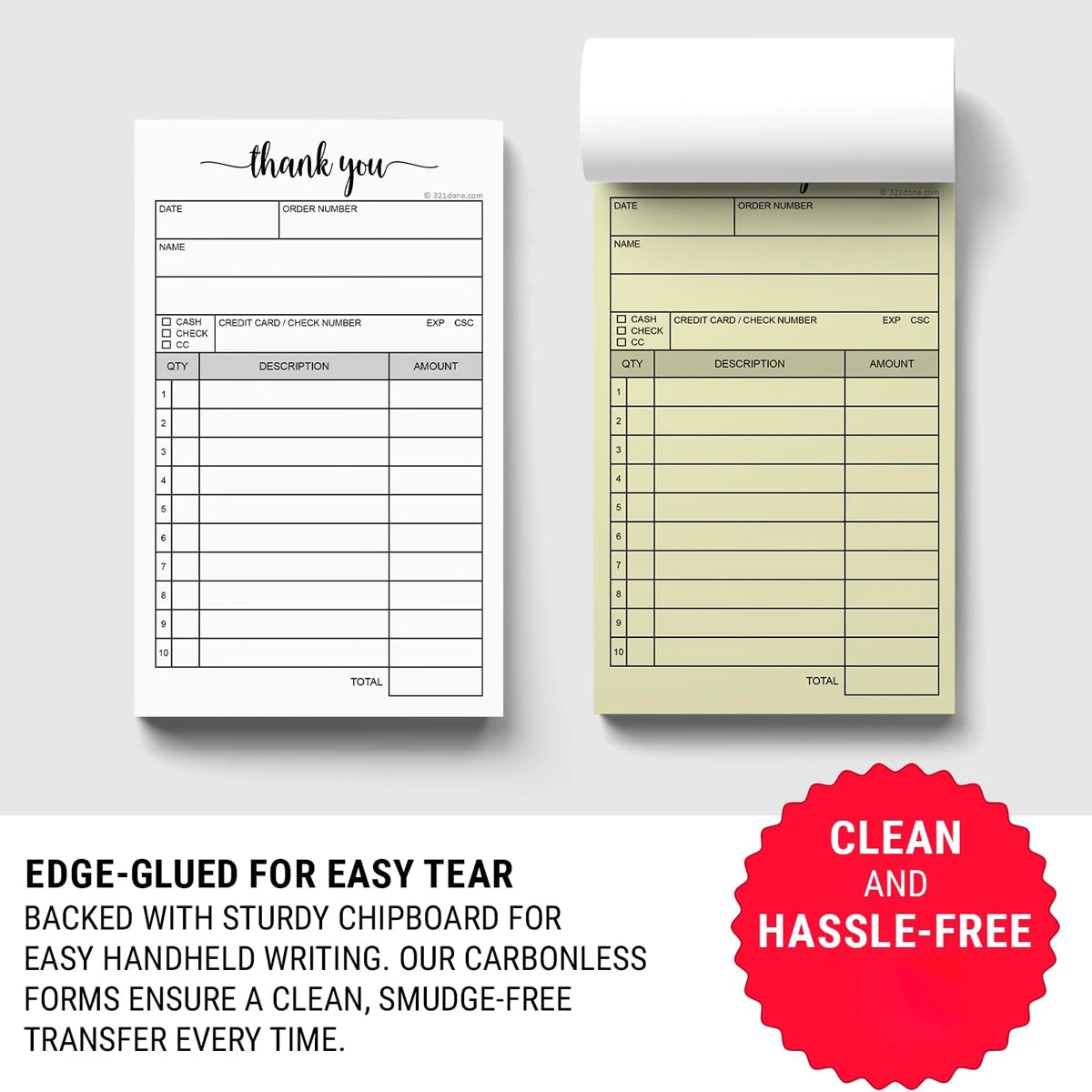 5pcs thank you receipt book, carbon copy sales receipt form, invoice booklet for office and restaurant, 3.4 x 5.5 inches 3