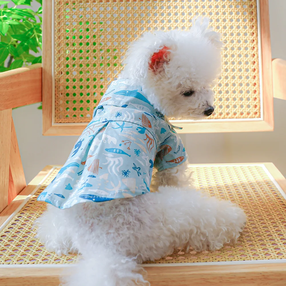 

Small Dog Shirt Spring Summer Fashion Cartoon Clothes Cat Cute Designer Cardigan Puppy Soft Pajamas Chihuahua Poodle Yorkshire