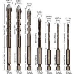 7 - Piece Carbide Serrated Drill Bit Set for Dry Drilling Porcelain, Tile, Ceramic, Glass, Marble, Concrete, and Stone (7pcs Drill Bit Set)