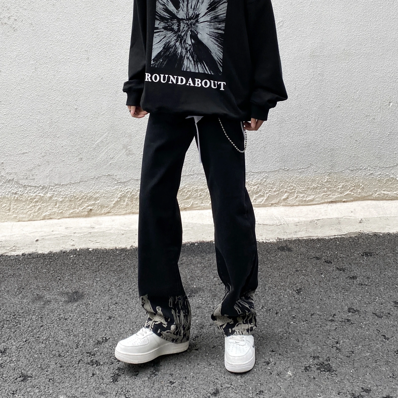 Jeans With Print Gothic Printing Hip Hop Streetwear Vintage Denim Trousers Man Pants Men Baggy Trendyol Straight Leg Y2k
