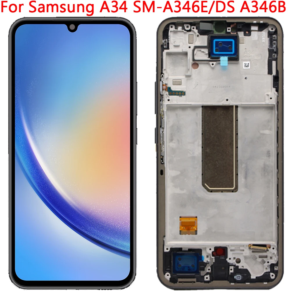 

6.6" A346B LCD For Samsung A34 5G SM-A346E A346M Display LCD Touch Screen With Frame Digitizer Panel Assembly