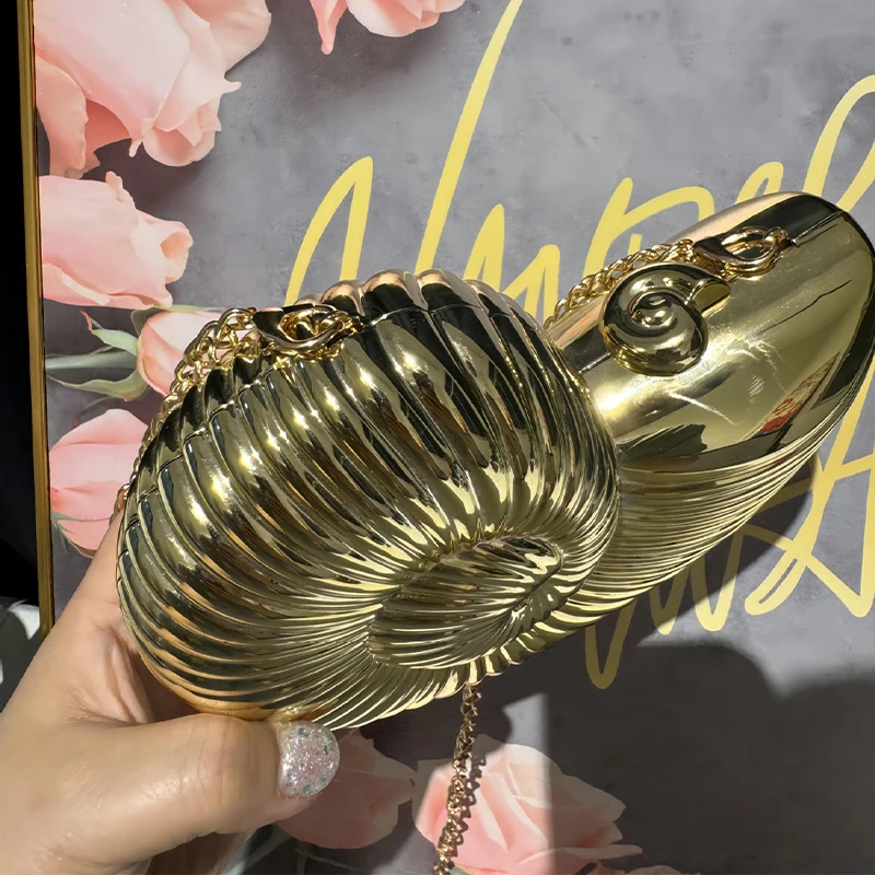 JIOMAY Personalized Fashion Conch Acrylic Bag Luxury Designer Handbags High Quality 2024 Exquisite Gold Purse Portable Shell Bag