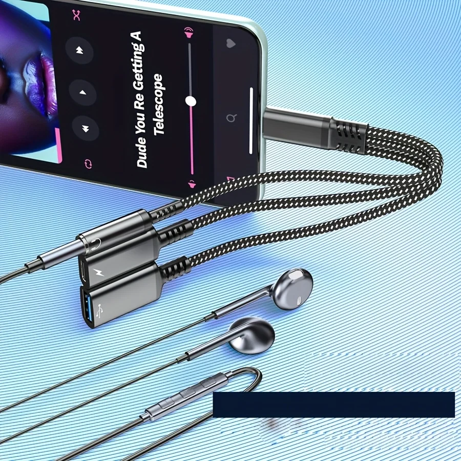 다기능 3포트 USB C 분배기 동시 충전 오디오 OTG 어댑터