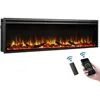 72" W Smart Wall Mount & in Wall Recessed Electric Fireplace Insert, Heater 750W/1500W, Multi Colors of Flame & Fuel Bed 1