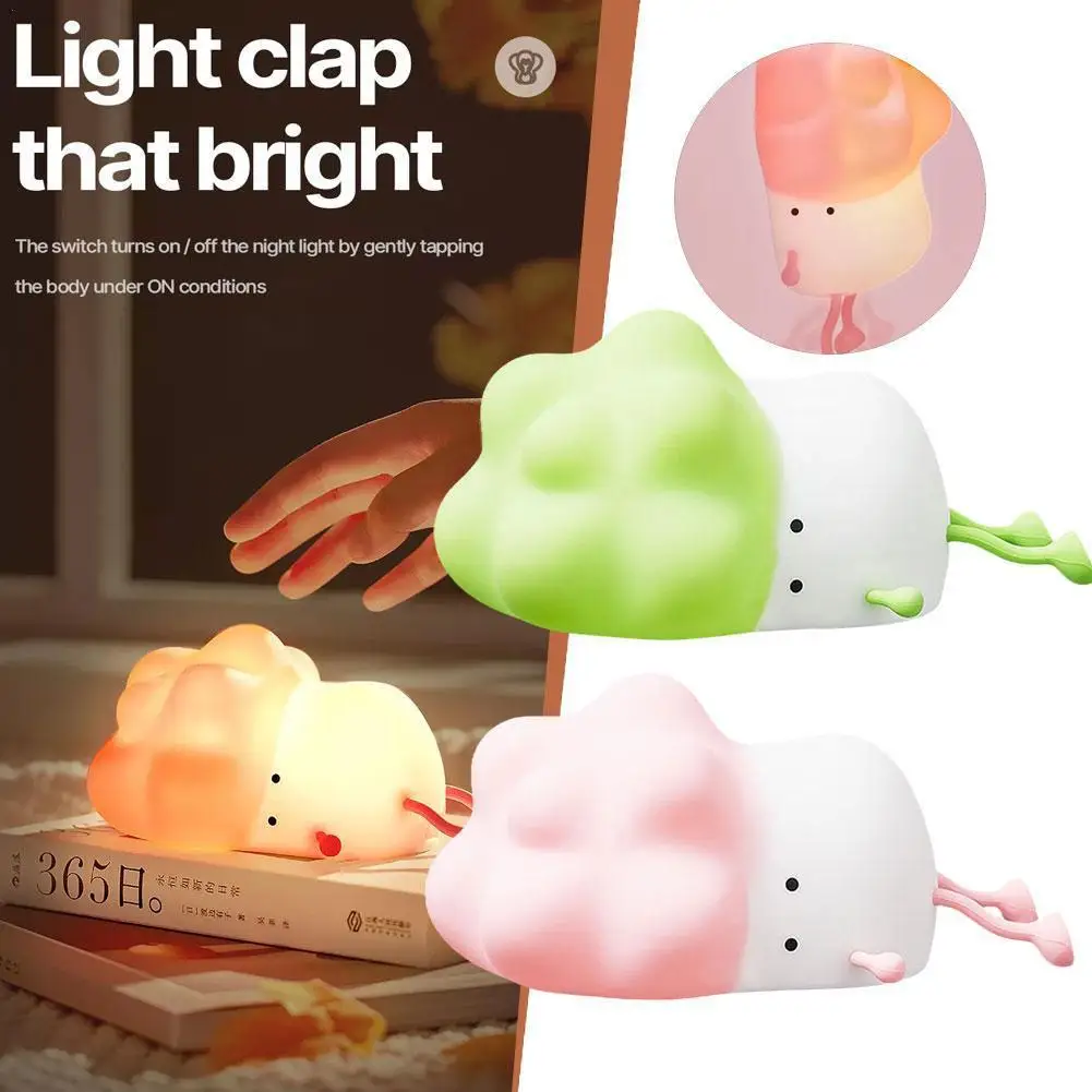 

LED Cute Cabbage Night Light Touch Sensor Timing Lamps Children Gifts Home Bedside Table Bedroom Decoration Silicone Night Lamp