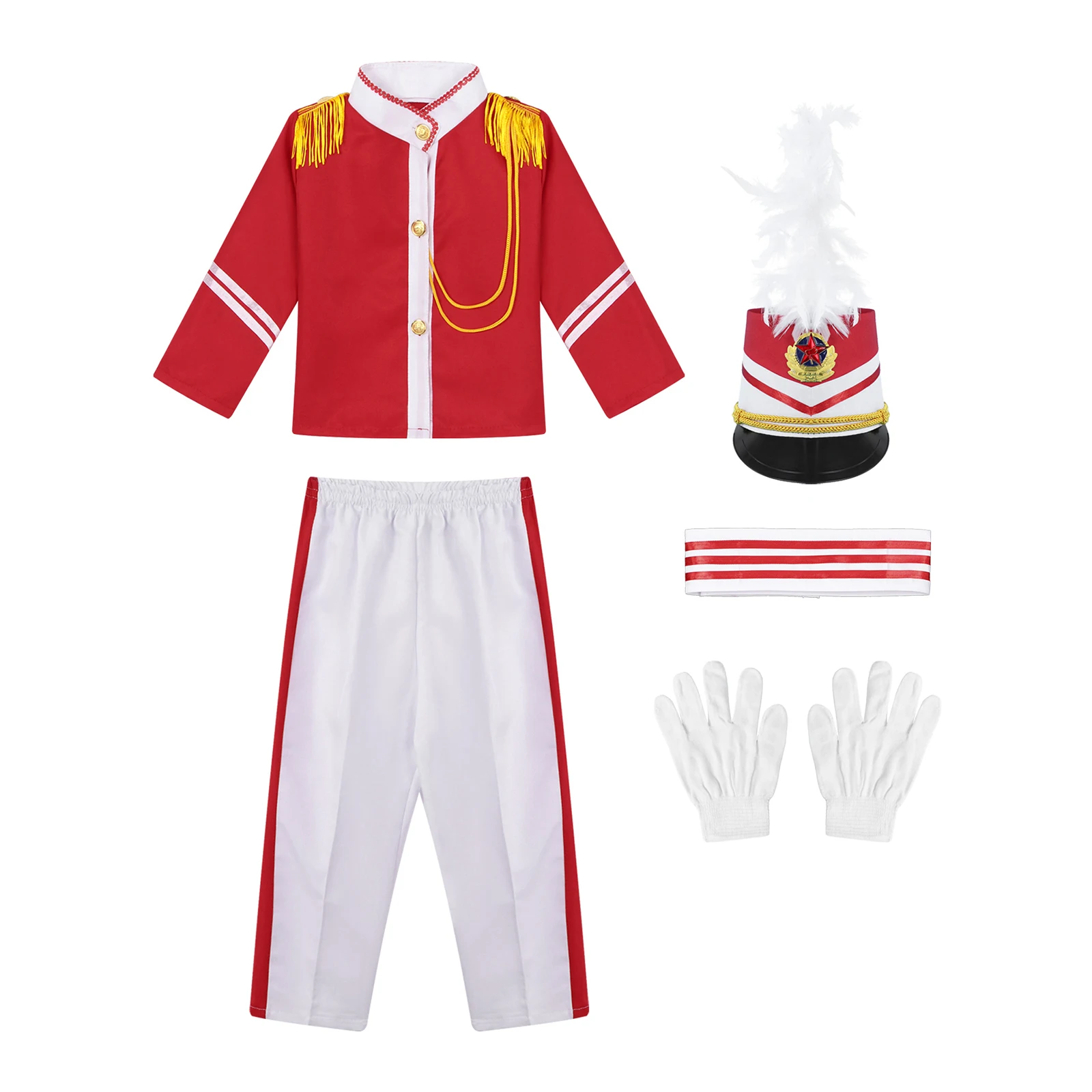 America Drum Costume Kids Girls Boys British Royal Guard Costume Queen Prince Guard Military Uniform Dress Up Marching Band Suit