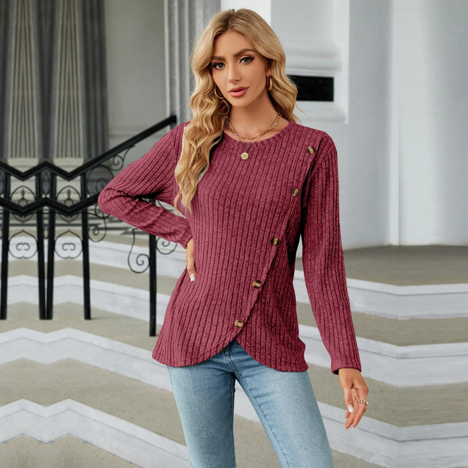 

Women's Sweater Autumn Woman Clothing Knit Pullovers For Women Elegant Knitwears Green Gray Long Sleeve Top Female Clothes