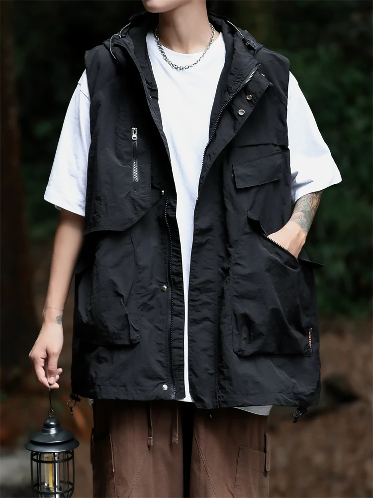 Four Season Workwear Vest For Men Women Functional Loose Fitting Hooded Summer Outdoor Leisure Fishing Sleeveless reflective safety vest cooling vest fisherman vest hunting vest