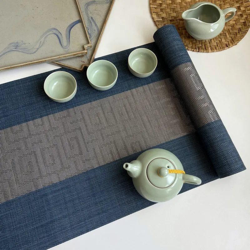 

Washable Rectangle Placemat 1 PC PVC Chinese Style Table Mat Quick-Dry Heat Insulation Home Placemat Kitchen Decorate Supplies