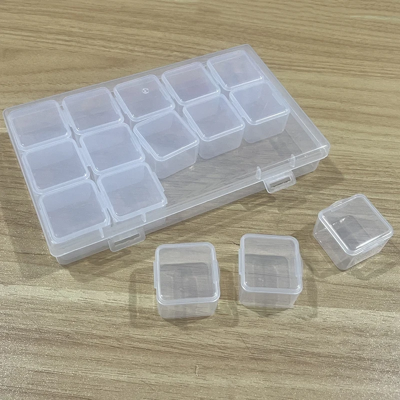 1 set of 15 independent transparent plastic storage boxes used for DIY diamond painting bead and jewelry storage multifunctio storage box diamond painting storage box