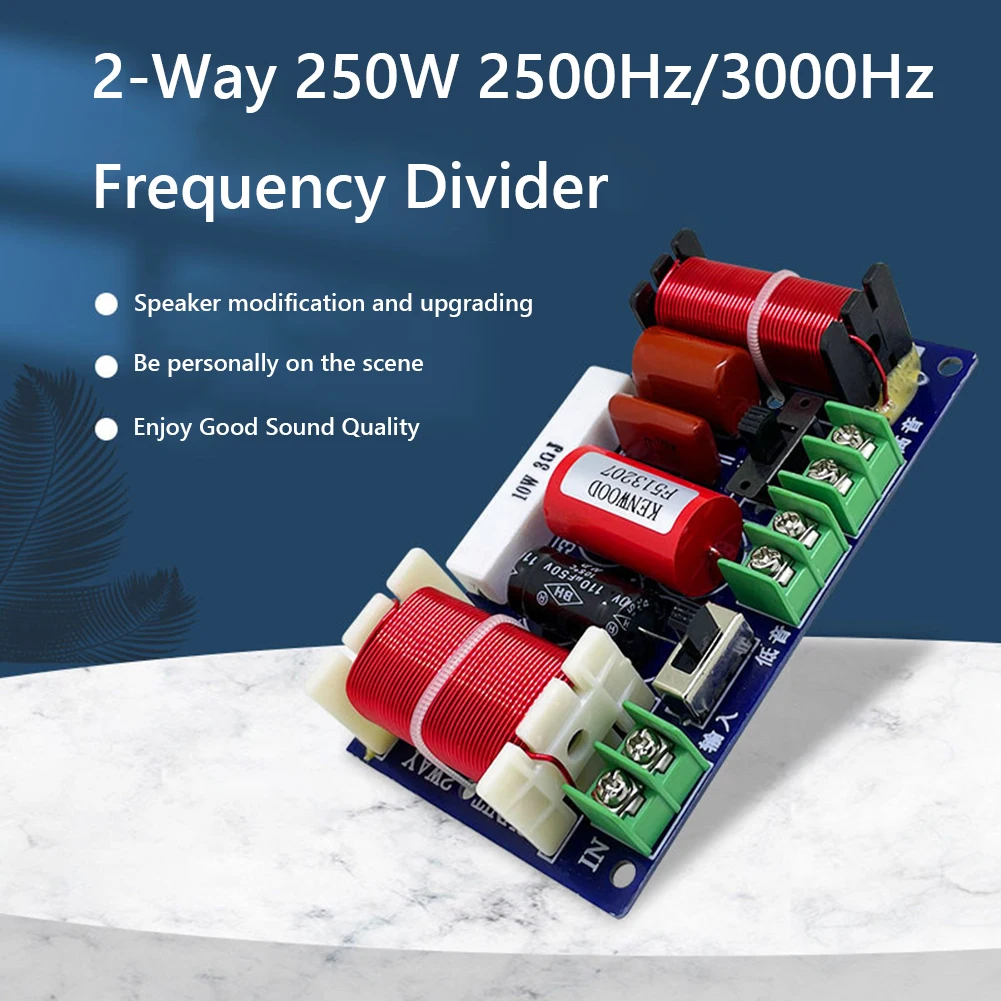 Divisor de frecuencia de 2 vías para cine en casa, 2 piezas, 250W, 2500Hz-3000Hz, circuito de filtro de altavoz, filtros cruzados de Audio estéreo Hifi