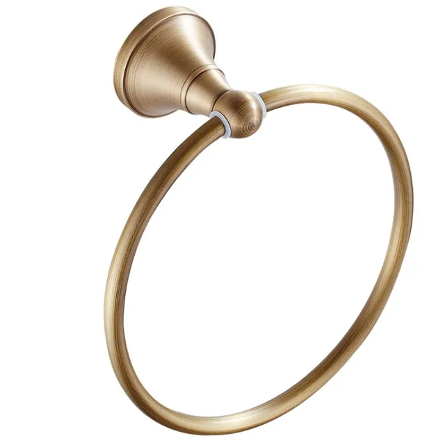 แหวนแขวนผ้าทองเหลืองโบราณ - ที่วางผ้าเช็ดตัวห้องน้ำสีบรอนซ์ขัดเงาสไตล์ยุโรป, ฮาร์ดแวร์วินเทจ 1