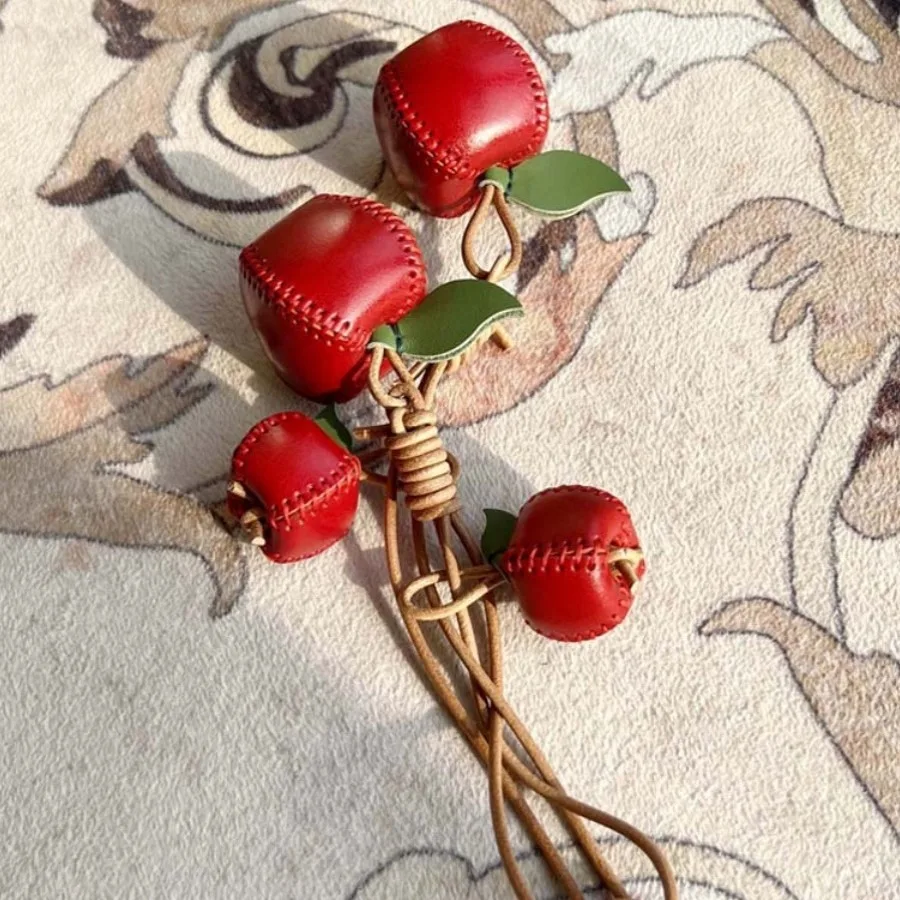 Genuine Leather Fruit Bag Charms Handmade Keychain For Handbags_voghion.com