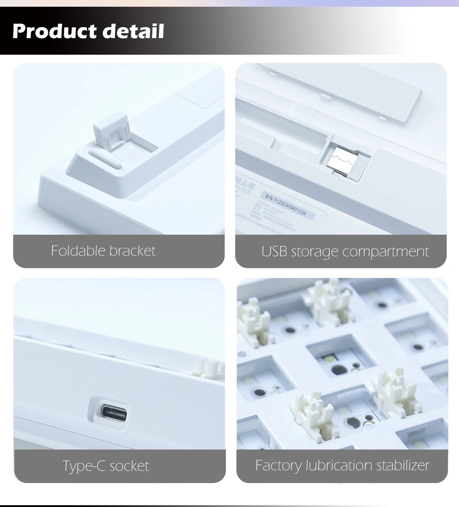 Novice 68key 3-mode Hot Swap White Light Mechanical Keyboard Kit 2.4Ghz Wireless Bluetooth Compatible 3/5 Pins Switch