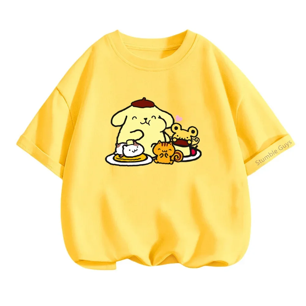 Pom Pom Purin Tshirt Set Kids Cartoon Casual Summer Teen Short-sleeved Girls T-shirt Men Clothes Boys Hello Kitty Clothing 6