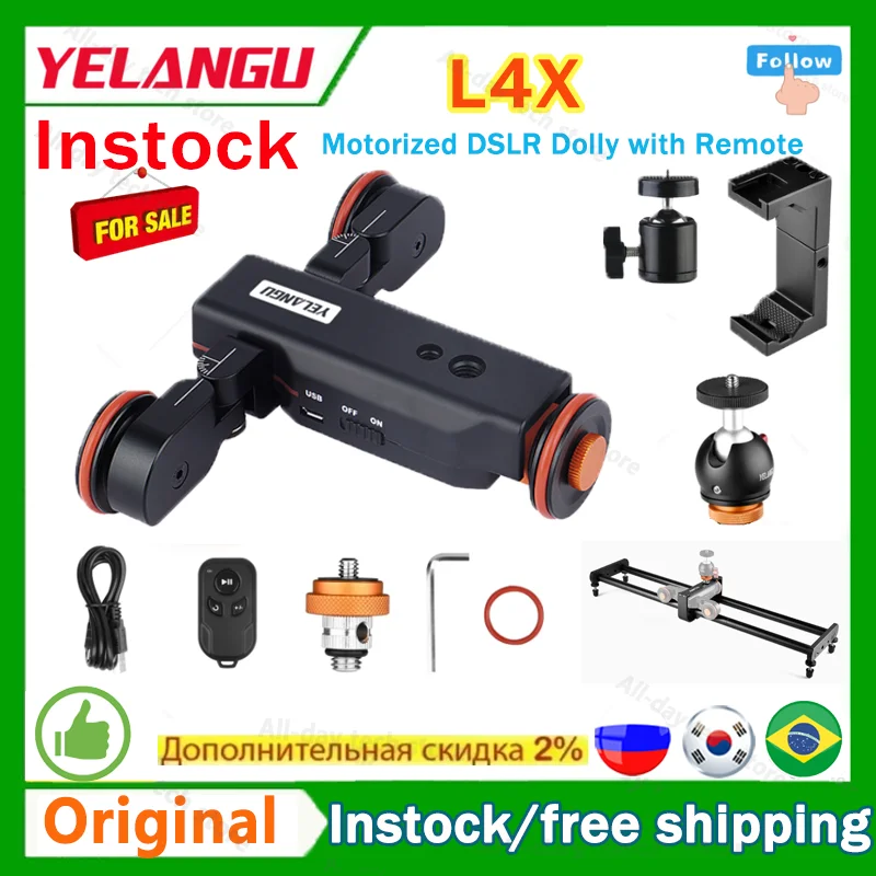 YELANGU L4X Motorized CameraSlider Rechargeable Camera Dolly Slider Rail for DSLR Camera Camcorder Gopro Smartphone Track Slider