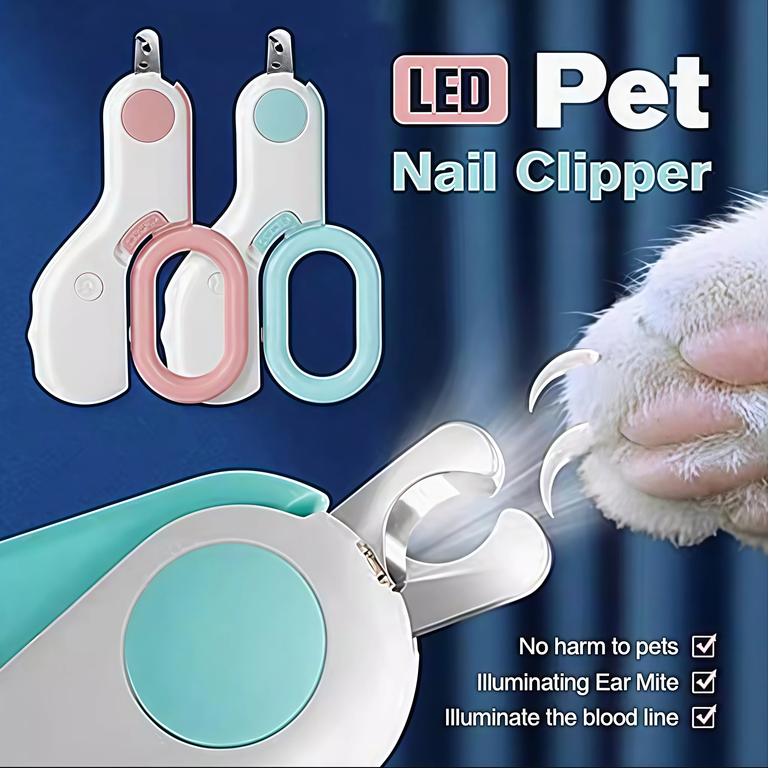 LED Light Pet Nail Clipper With Safety Lock