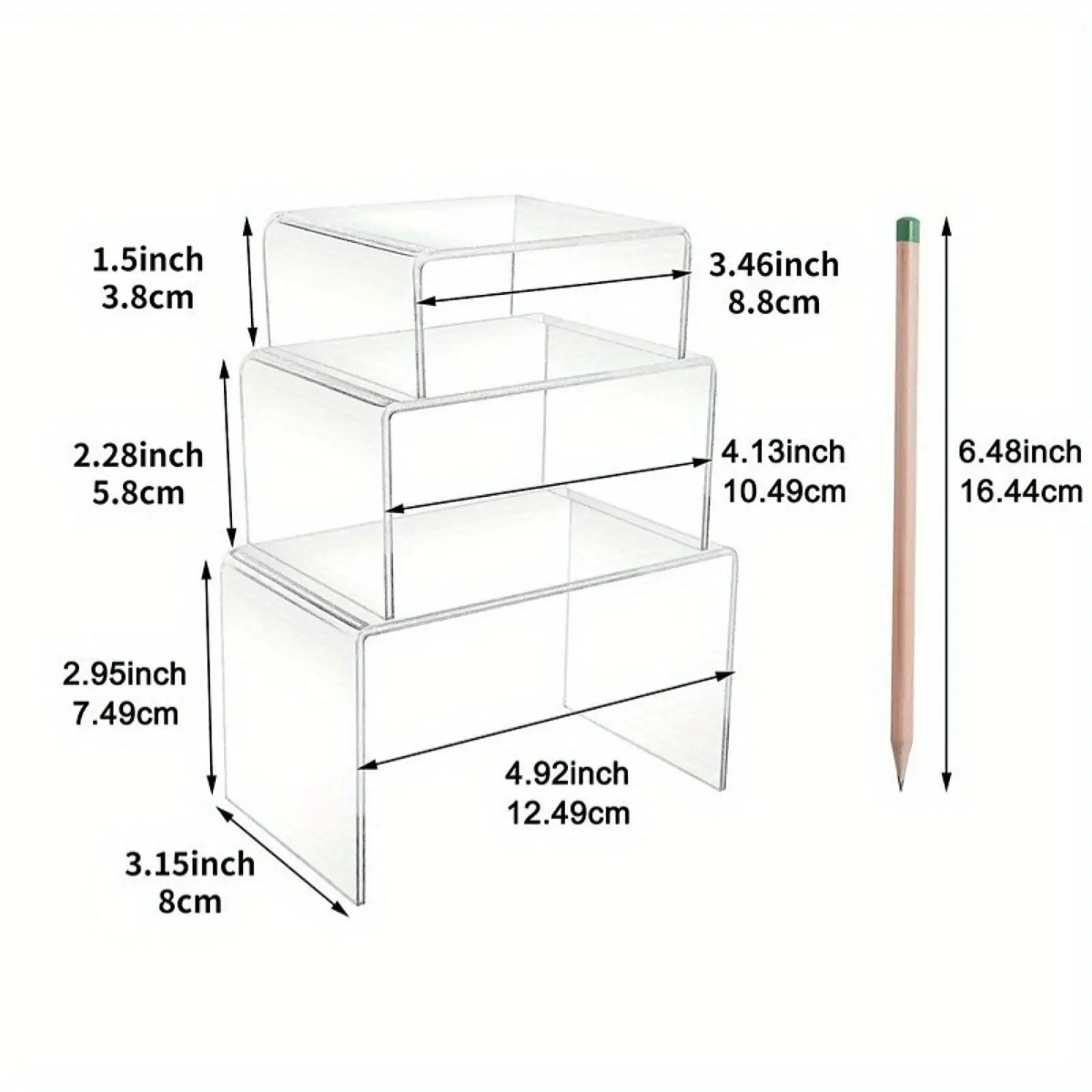 3x Acrylic Display Stand Display Riser Organizer Storage Ladder Display Rack Shelf for Doll Hand-made Model Perfume Cupcakes 6
