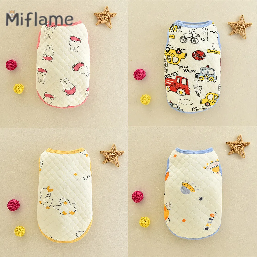 

Miflame Cartoon Printing Small Dogs Vest Teddy Poodle Schnauzer Autumn Winter Pet Cat Clothes Puppy Thick Sleeveless T-shirt