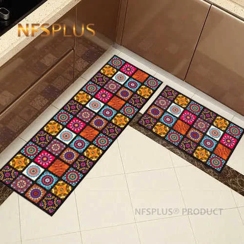 

Bohemia Kitchen Floor Mat Carpet Rug 40x60cm 40x120cm Polyester Fiber Printed Dotted Non Slip Hallway Doormat Entrance Door Mats