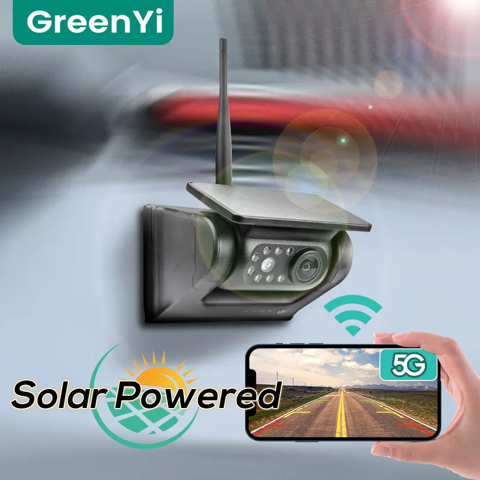 GreenYi-Caméra de recul solaire 5G, wifi, vision nocturne IR, base  magnétique étanche, pour voiture, camion, DX908 - AliExpress
