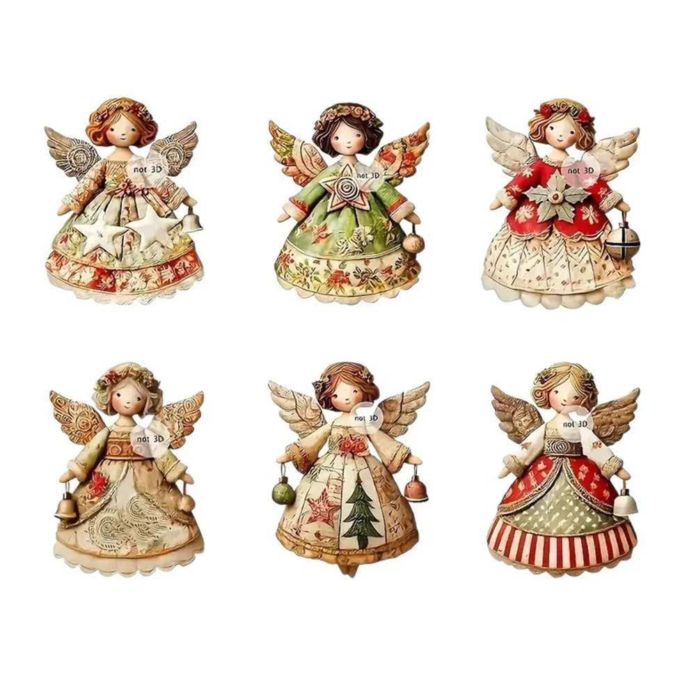 Vintage Angel Hanging Decorations – Fantasy Wooden Xmas Tree Decor, Lightweight, No Power Needed