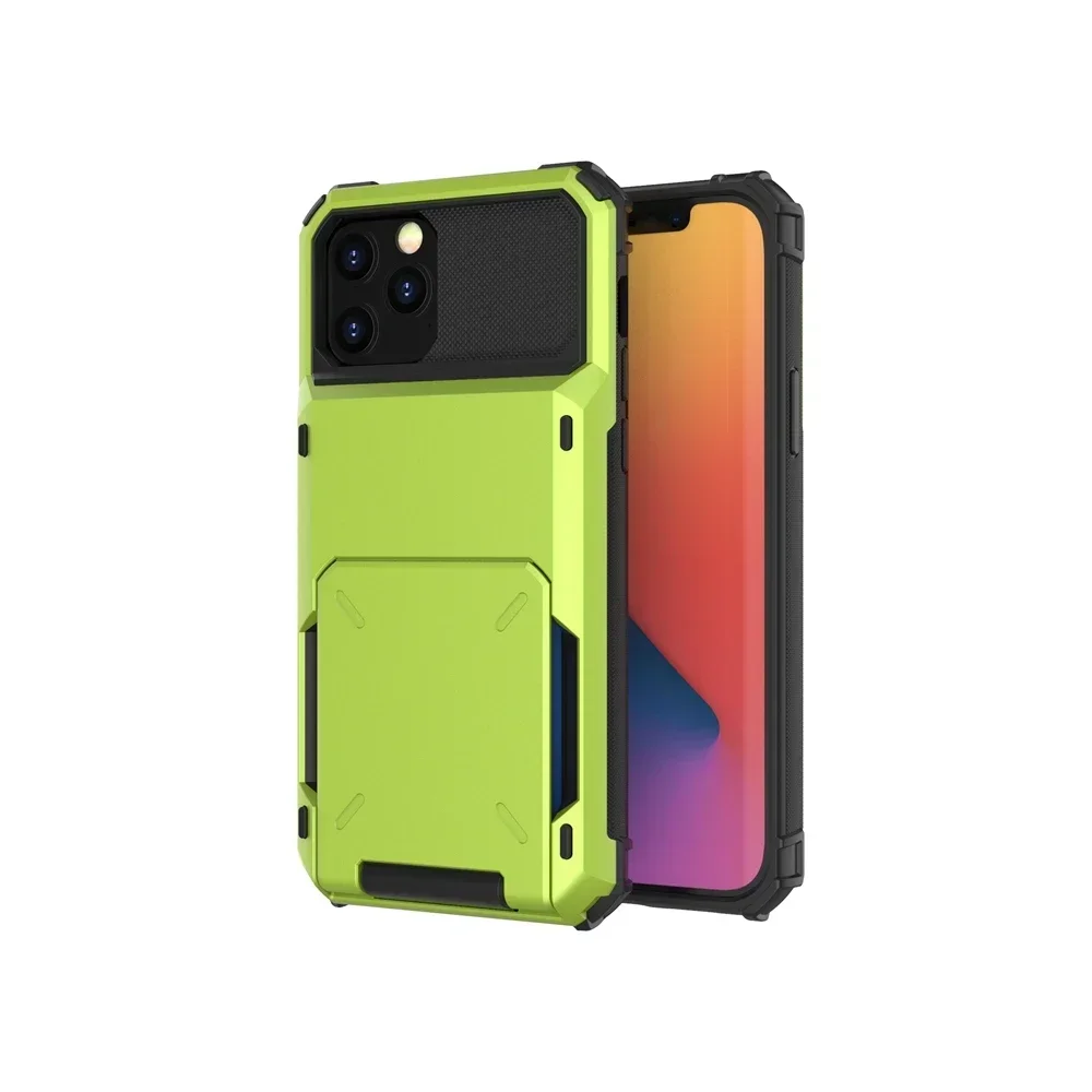 Luxury Flip Card Holder Armor Phone Case with Shockproof Plating Cover