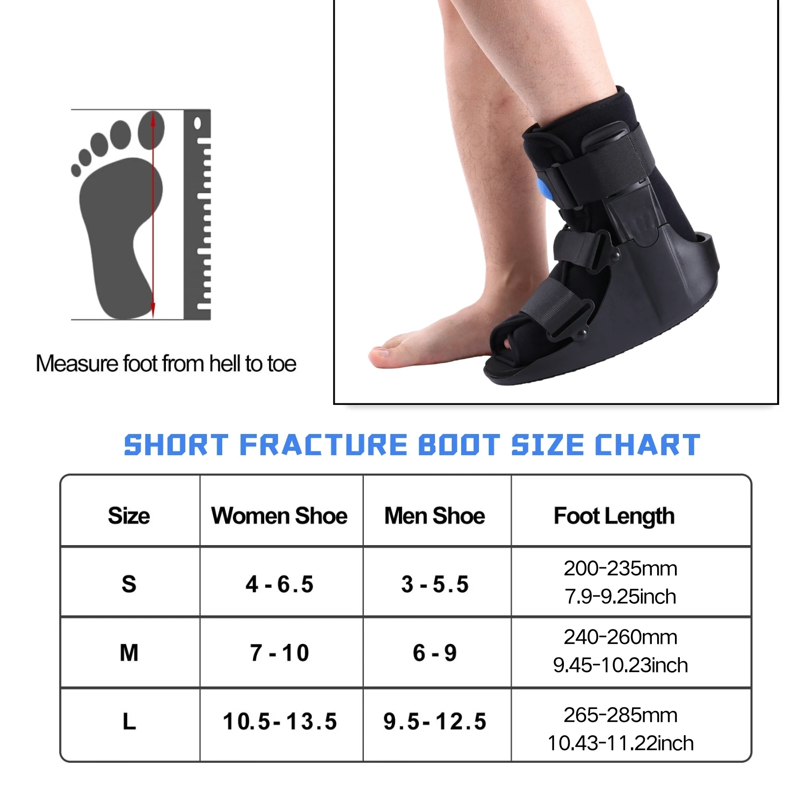 Short Air Walking Fracture Boot, Medical Inflatable Orthotic Boot for Broken Foot Fractures Sprains and Ankle Injuries 6
