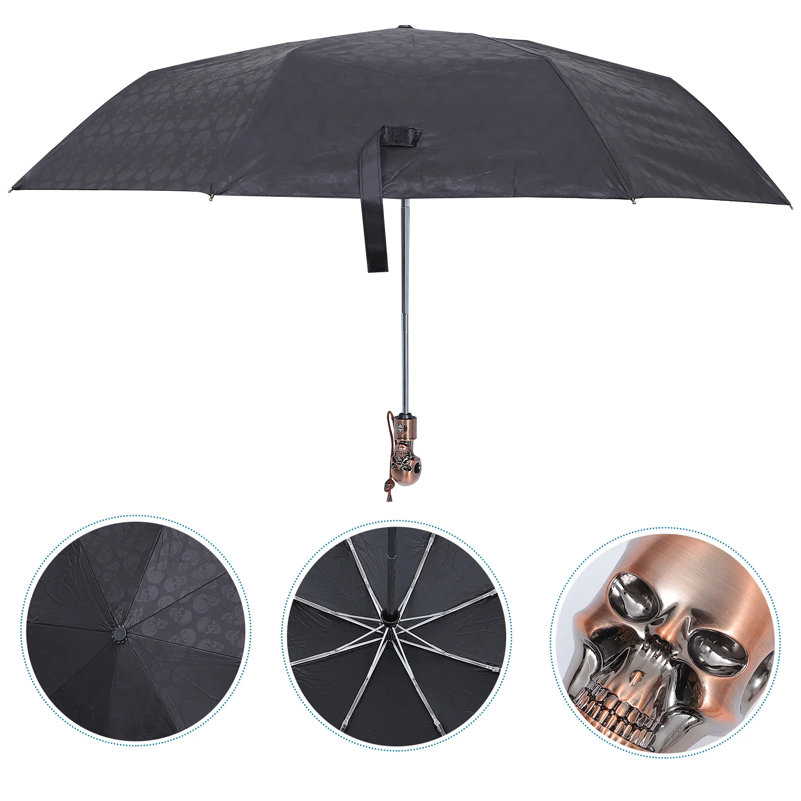 

Skull Umbrella Compact Retractable for Sun Metal Travel Collapsible Rain Folding Handle Pocket Mini