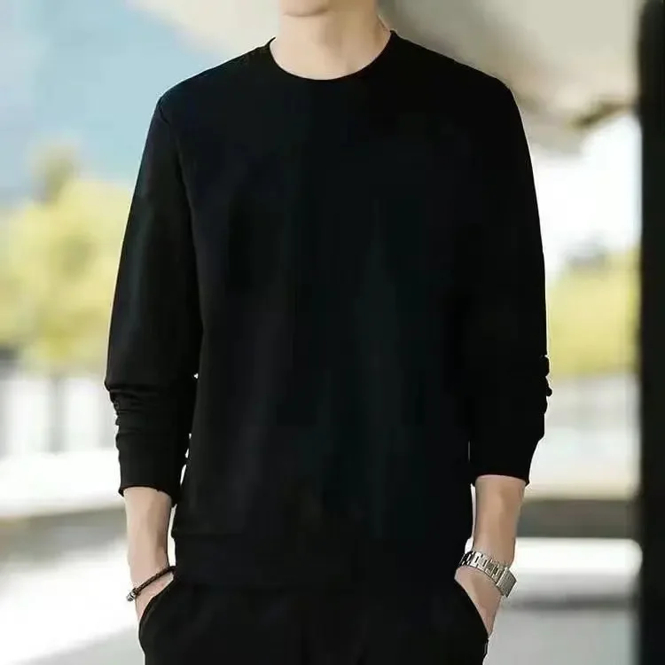 Thin black round neck sweater non-lambswool