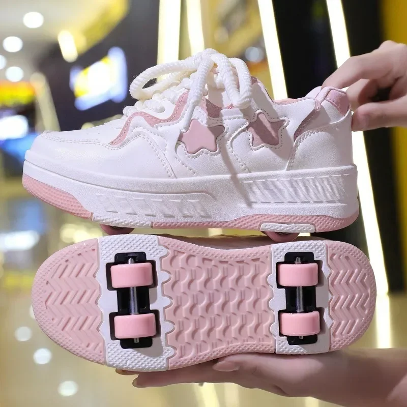 Kids Roller Skate Shoes - Rechargeable Wheels Fashion Color Shiny Birthday for Boys and Girls Two-in-one Casual Shoes