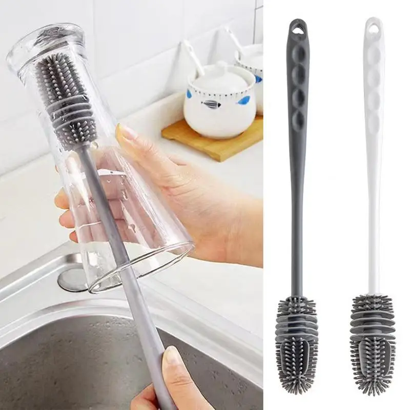 

Cup Cleaning Brush Water Bottle Silicone Cleaning Scrubber With Long Handle Hanging Scrubber Household Cup Wash Silicone Brush