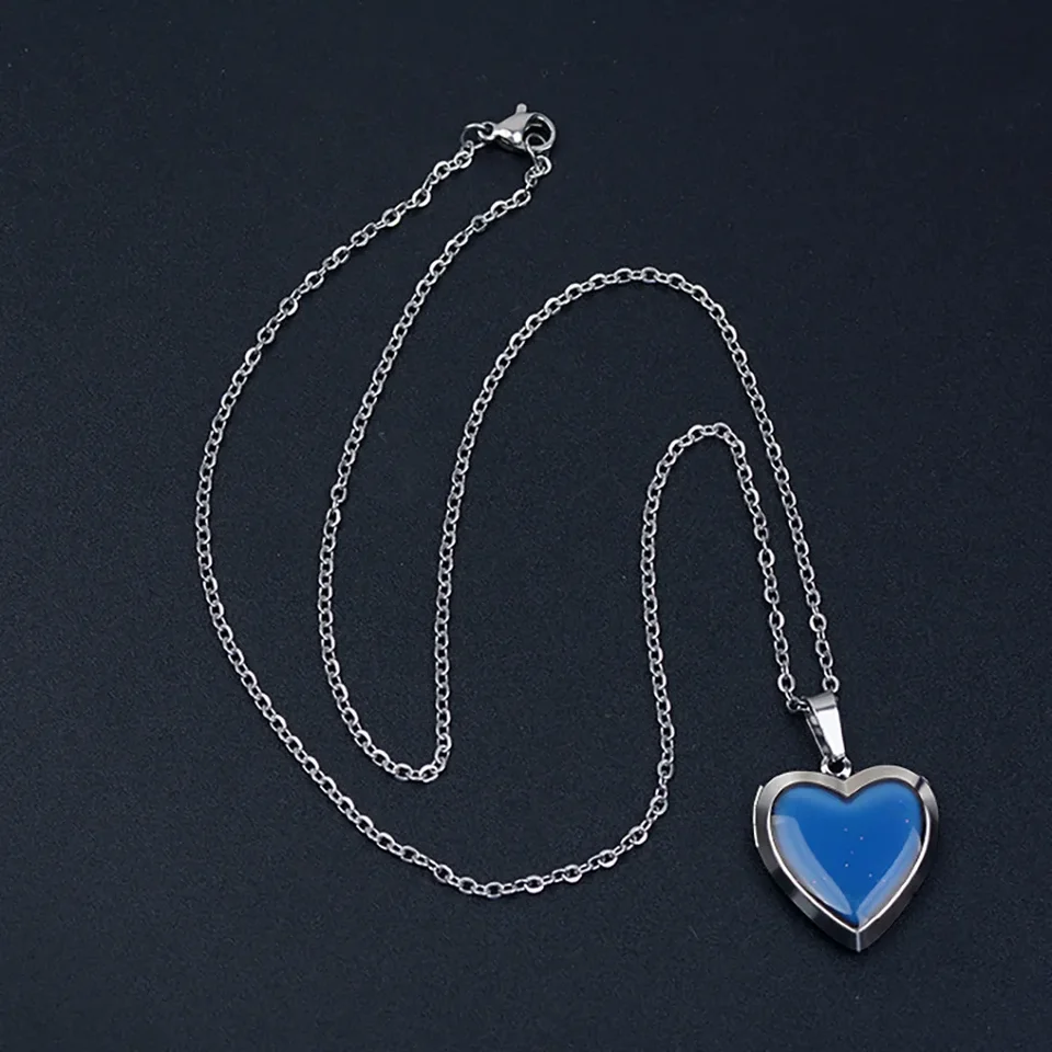 Collar de doble capa con hoja colgante de corazón rechoncho liso de acero inoxid