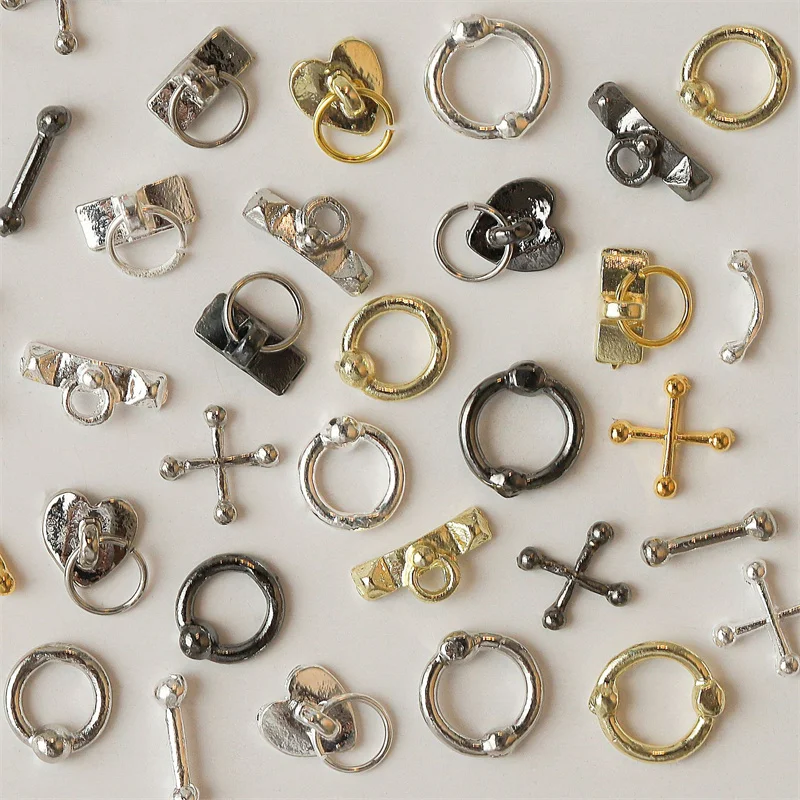 

20pcs Mixed Size Hollow Ring Lock Nail Art Jewelry Charms Retro Alloy Rhinestones For Manicure Decorations DIY Japanese Nail Art