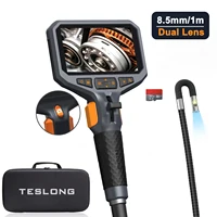 TESLONG TD450S 8.5MM Dual Lens Articulating Borescope 1080P 5 Inch IPS Two Way 360° Steering Endoscope Camera 1.55m Snake Tube 1