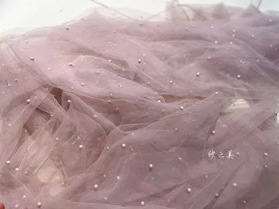 1 yard Light pink pearl bead tulle fabric, pearl beading tulle lace fabric  for bridal veils, bridal dress, wedding prop backdro - AliExpress