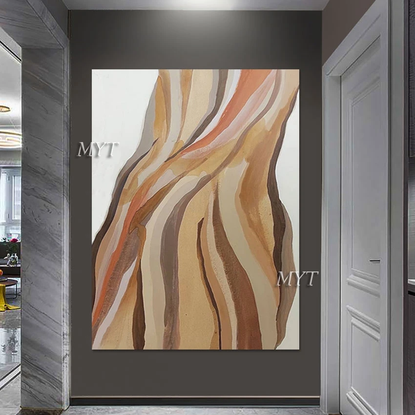 

Unframed Wall Art Abstract Artwork Brown Acrylic Tree Trunk Hand Drawing Modern Canvas Painting Kitchen Wall Decor Picture