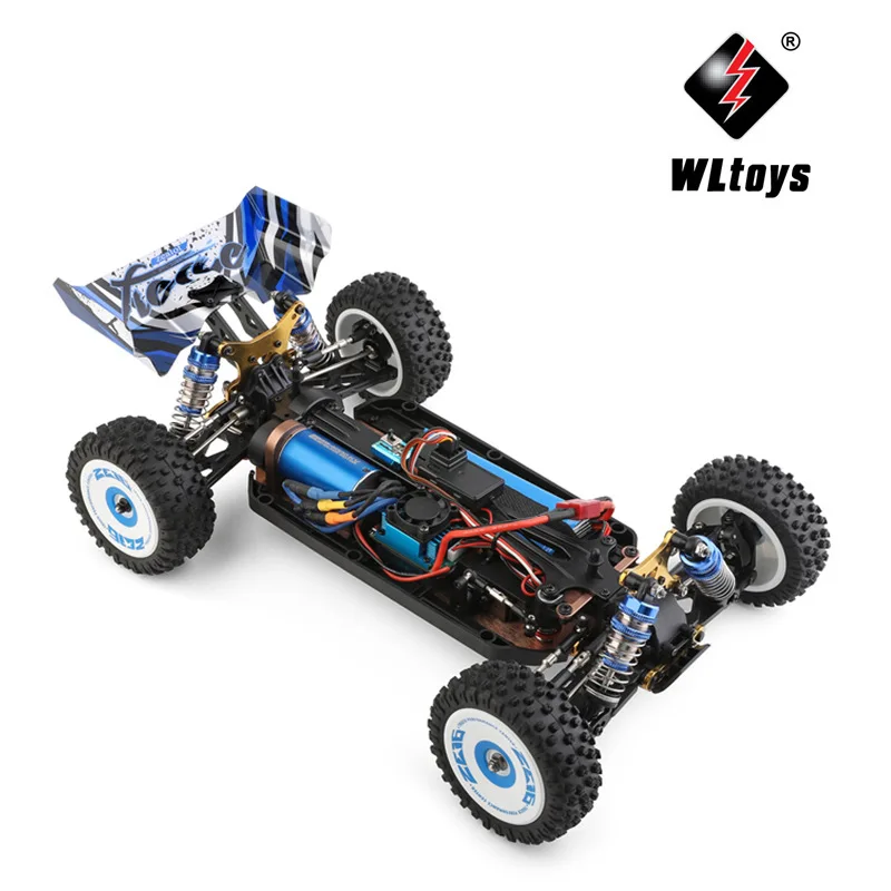 Détail des roues et de la suspension de la WLtoys 124017 124016 Voiture RC Électrique 4WD Brushless 75km/h