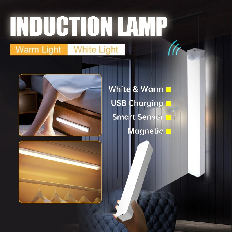 Night Lights Wireless Motion Sensor Wall Light USB Rechargeable Kitchen Cabinet Corridor Staircase Night Lamp For Bedroom