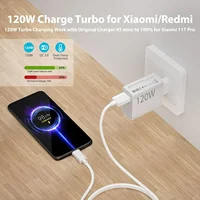 6A 120W EU Fast USB Wall Charger For Xiaomi 11 12 13 14 15 Ultra Redmi Note 11T 12 13 POCO F6 X5 Pro Type C Turbo Charging Cable 2