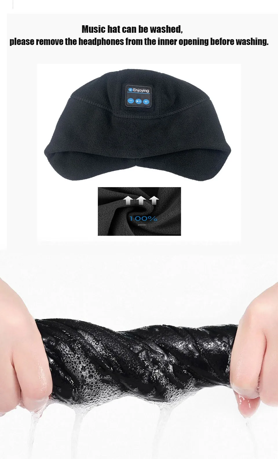 Bluetooth Wireless Headphones Sports Hat Soft Comfortable Sleeping Music Headsets Winter Cap Handsfree Call Earphone With Mic