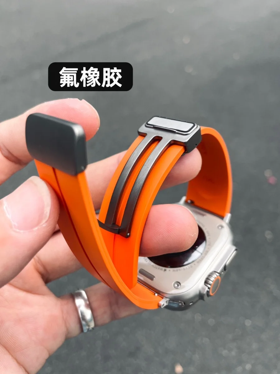 

Ремешок FKM для Apple Watch iwatch s987, высококачественный ультраоранжевый ремешок с магнитной застежкой