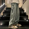 Men Star Embroidery Straight Casual Jeans Gothic Neutral Denim Pants Loose Hip-hop Youth Popular Streetwear Denim Trousers
