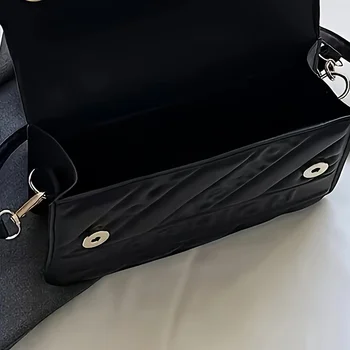 قطعة واحدة من حقيبة يد مبطنة عصرية مع حزام قابل للتعديل، محفظة كتف سوداء أنيقة للنساء مع حقيبة صغيرة للعملات المعدنية، محفظة كروس 4