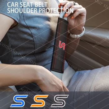 Cuscino per Cintura di Sicurezza con Logo S ST LINE per Fiesta Focus Kuga C MAX, Protezione in Pelle per Spalla, Accessori Auto