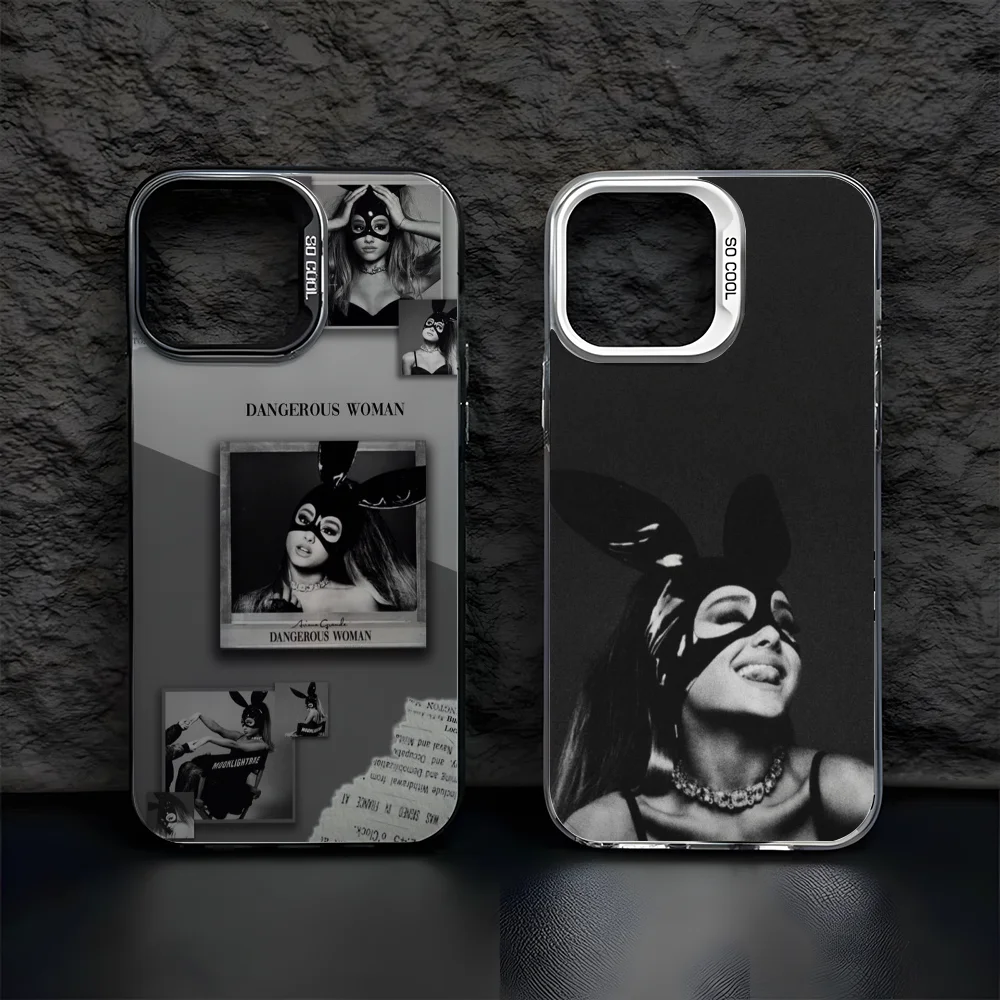 Arianas G-Grande Handyhülle für iPhone 16, 15, 14, 13, 12, 11, Pro Max, schwarz, matt, mehrfarbig, Laser-Metallic-Aurora-Abdeckung