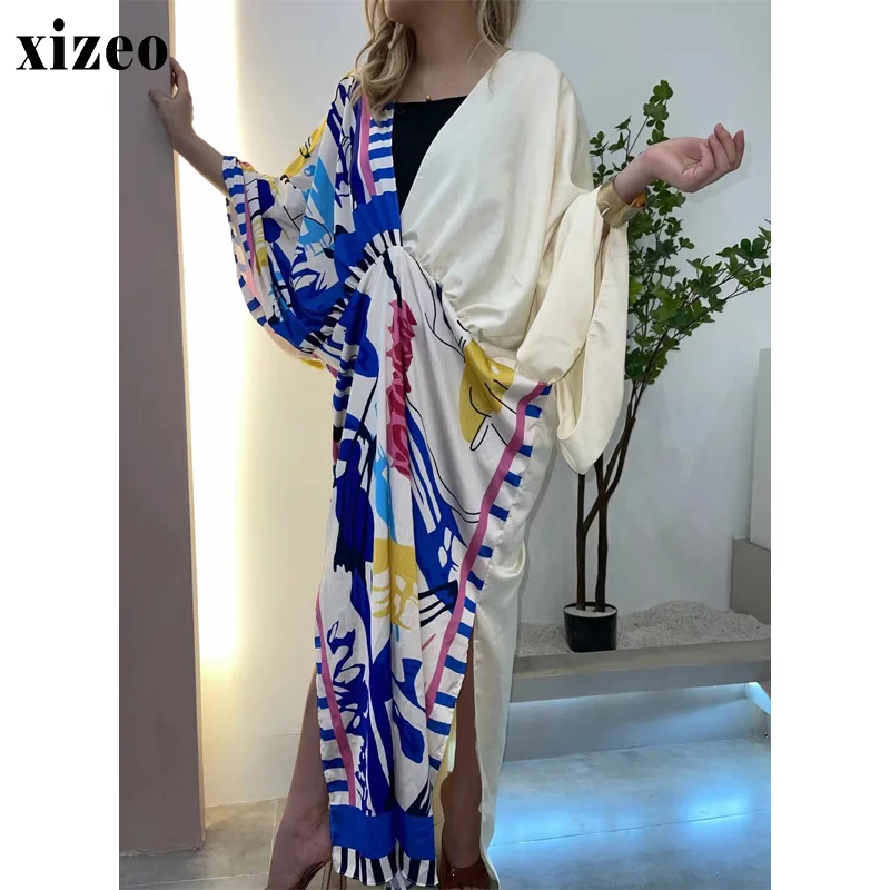 XIZEO beach Party Elegant Dress Muslim Abaya kaftan caftan Bazin Robe Gown Sexy Lady Party maxi fashion beach